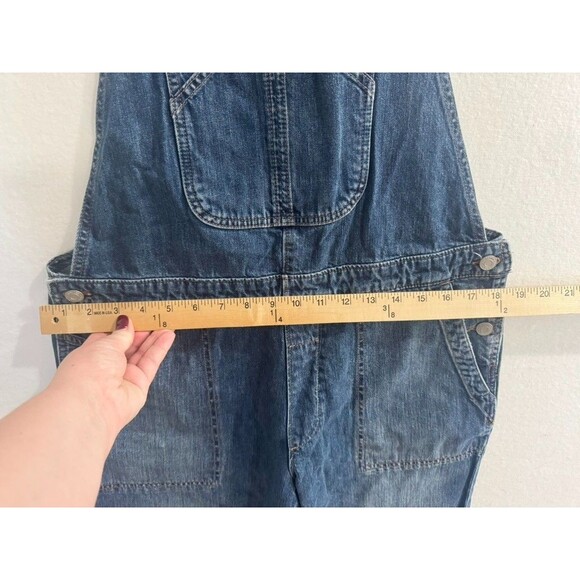 GAP Cropped Slouch Straight Leg Denim Overalls Classic Women's Size Medium - Picture 10 of 16